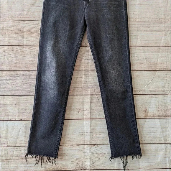 Hudson Size 26 Barbara Skinny Jeans Charcoal Raw Hem Stretchy Exposed Buttonfly - Picture 5 of 11